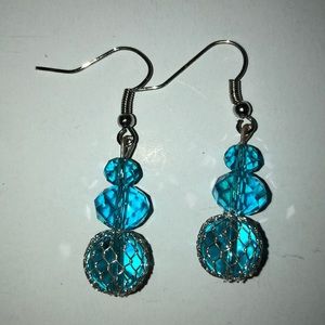 Faceted Blue Beaded Earrings